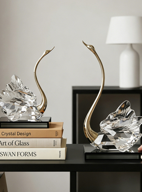 水晶天鹅客厅电视酒柜台面壁龛装饰摆件高级感小众新家氛围感好物