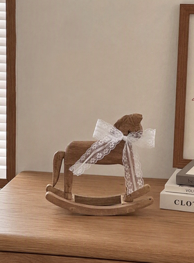 中古风复古木雕马摆件ins风客厅卧室玄关桌面装饰摆件高级感小众