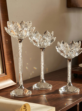 轻奢高档水晶蜡烛烛台客厅电视柜桌面装饰创意摆件高端大气上档次