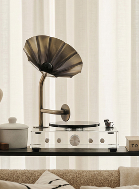 复古水晶留声机桌面摆件轻奢高档客厅欧式玄关电视酒柜家居装饰品