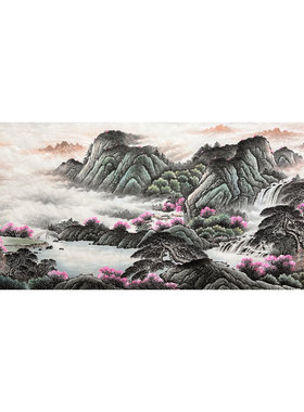 8墨锦轩国画客厅纯手绘小八尺山水画聚宝盆福地雅居AF6013001-5