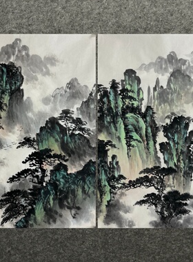 68X45CM中堂装饰国画纯手绘四尺三开山水画福地雅居AE6072401-20