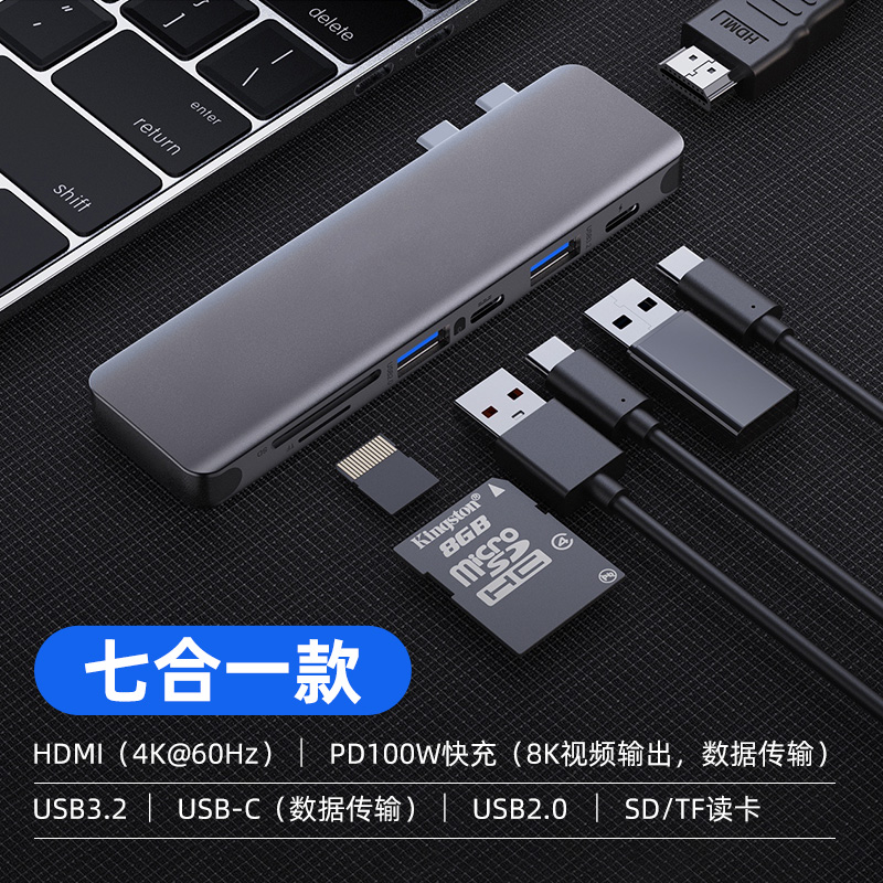 适用苹果电脑转接头Type-C转换器笔记本MacBook pro拓展坞air网线转接千兆网口USB电视投屏hdmi网卡vga扩展坞-图3