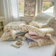 Korean-style cotton double-layer yarn bed cover new floral pure cotton three-piece set four seasons universal thickened cotton anti-slip sheet