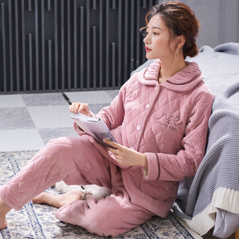 圆人睡衣女士秋冬款珊瑚绒薄款夹棉2025新款法兰绒加厚家居服套装,淘宝优惠券,粉丝福利购,淘宝优惠卷