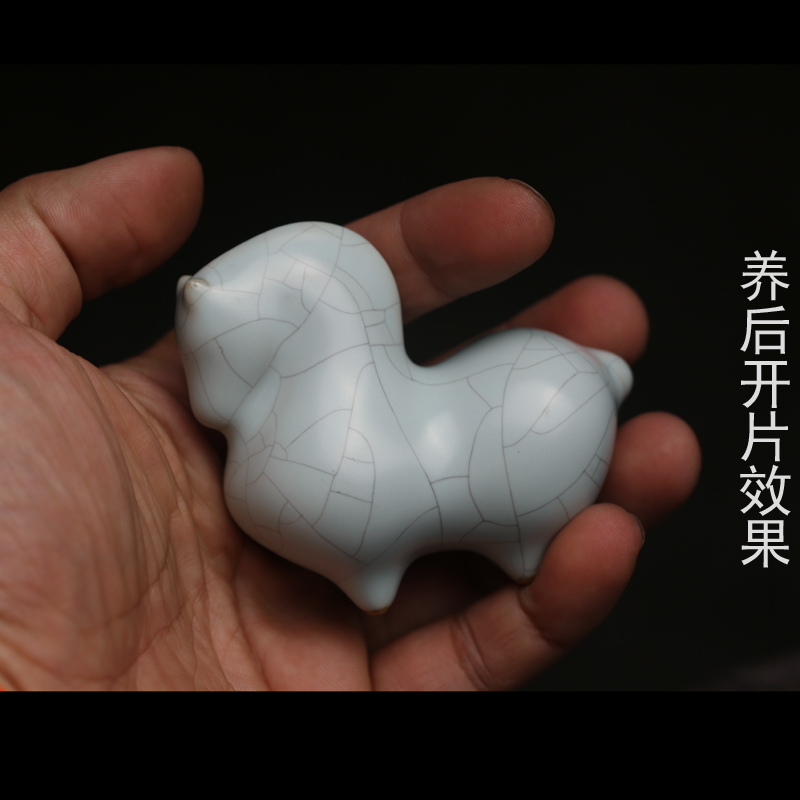 汝窑小唐马茶宠天青开片茶玩小摆设摆件纸镇笔架陶瓷茶具个性送礼,淘宝优惠券,粉丝福利购,淘宝优惠卷