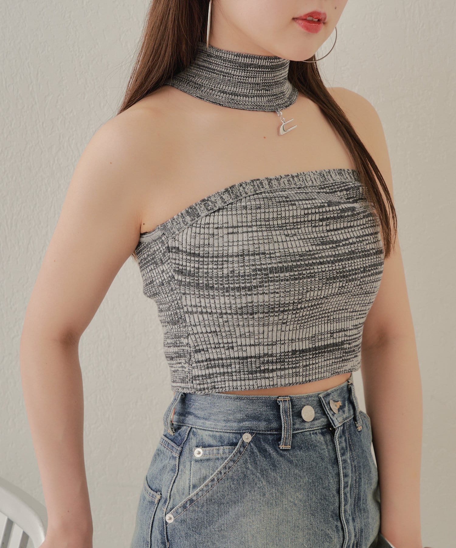 日代 Chico choker charm bare bustier 24SS百搭紧身胸衣背心-图1