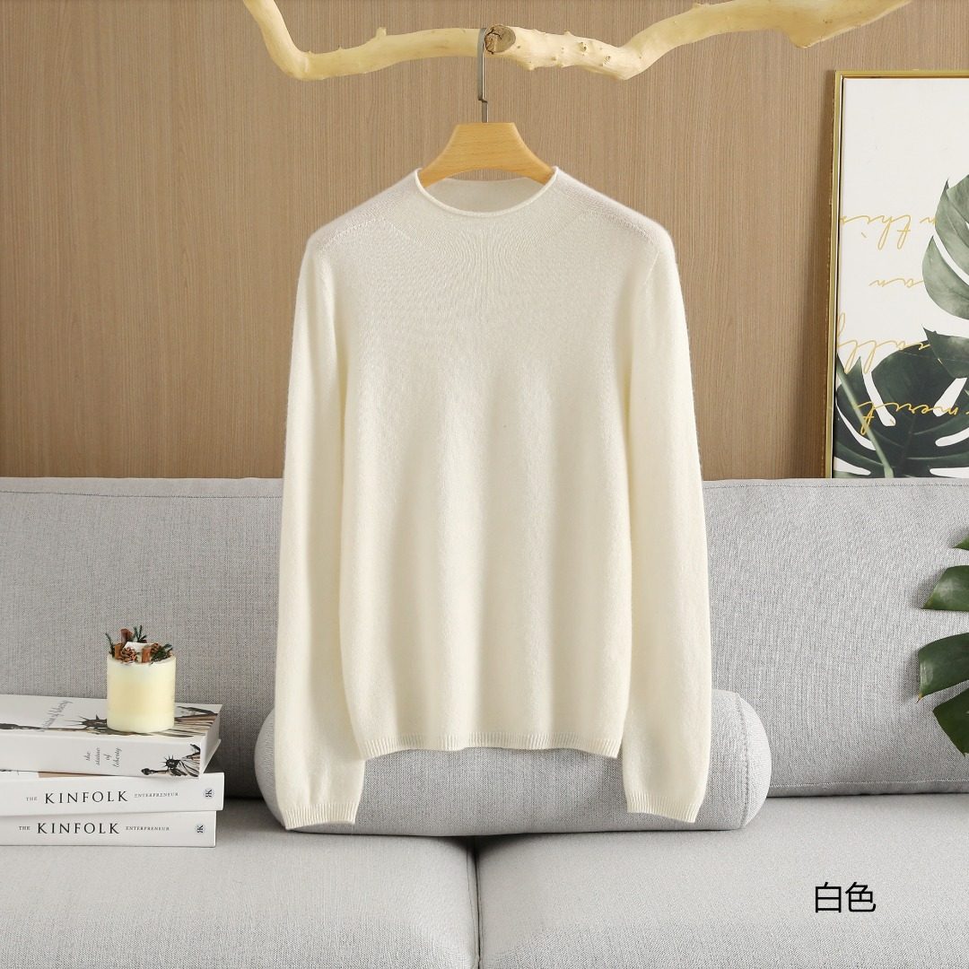 极简风圆领羊绒衫女长袖套头宽松针织打底衫秋冬保暖毛衣,淘宝优惠券,粉丝福利购,淘宝优惠卷
