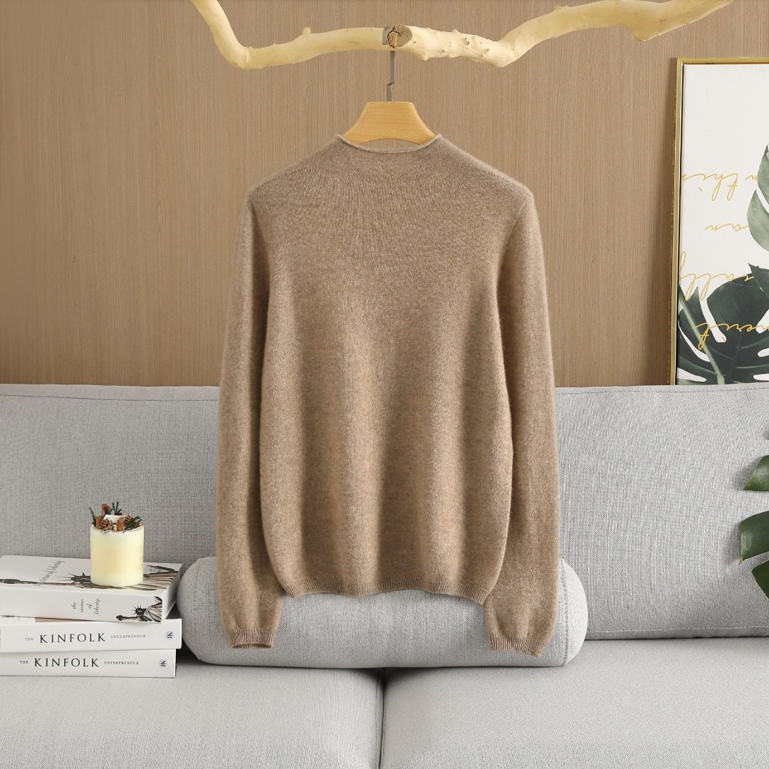 极简风圆领羊绒衫女长袖套头宽松针织打底衫秋冬保暖毛衣,淘宝优惠券,粉丝福利购,淘宝优惠卷