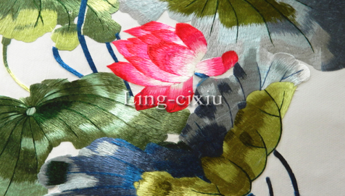 湘绣画苏绣刺绣成品挂画天明刺绣品牌刺绣翠鸟荷花图百年好合挂画 - 图2