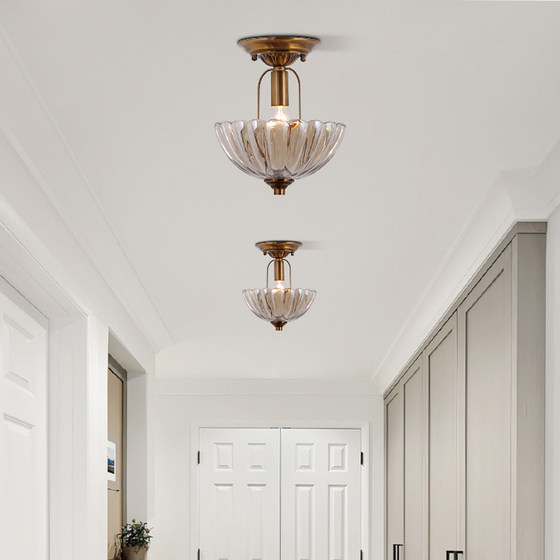 American French retro all-copper balcony aisle ceiling lamp