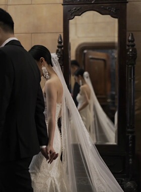 婚礼头纱DIY素纱高级旅拍领证