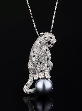 婚礼经典仿真珍珠珠宝铜底镀金珍珠时尚简约豹子项链金珠灰珠白珠