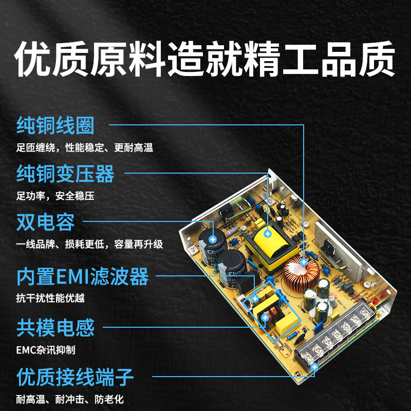 小型开关电源5v12v24v48v直流低压集中供电安防稳压LED灯箱专用 - 图1