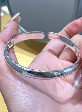 梦祥银足银手工光面开口手镯