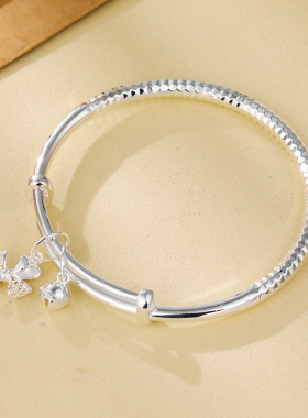 梦祥银足银990熠熠生辉蝴蝶结龙鳞纹手镯年轻款送女友送闺蜜礼物