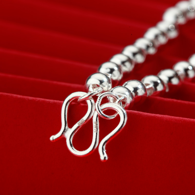 梦祥银圆珠素链百搭项链女锁骨链佛珠链珠珠链子足银饰品送女友 - 图3