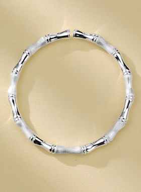 梦祥S925足银竹报平安开口手镯