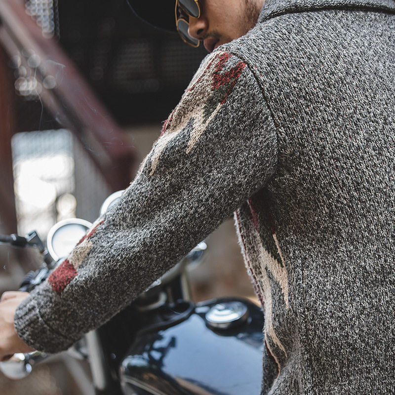 马登工装复古美式印第安纳瓦霍开衫毛衣翻领外穿加厚针织衫外套男,淘宝优惠券,粉丝福利购,淘宝优惠卷