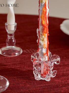 中古透明水晶玻璃烛台婚礼摆件