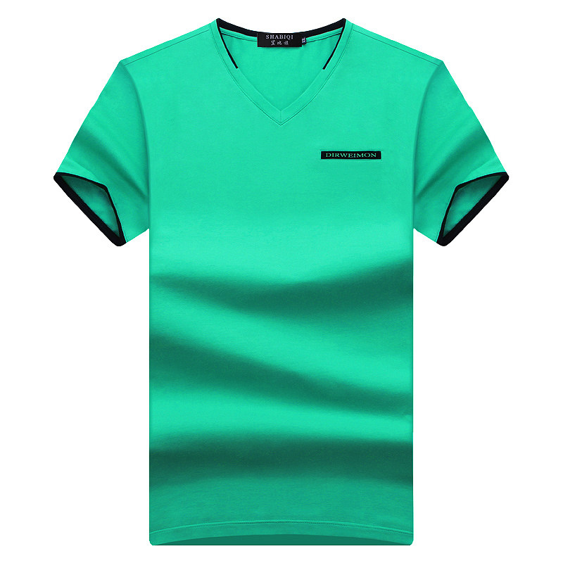 青年v领短袖男夏季男装宽松t恤 鲨比旗T恤