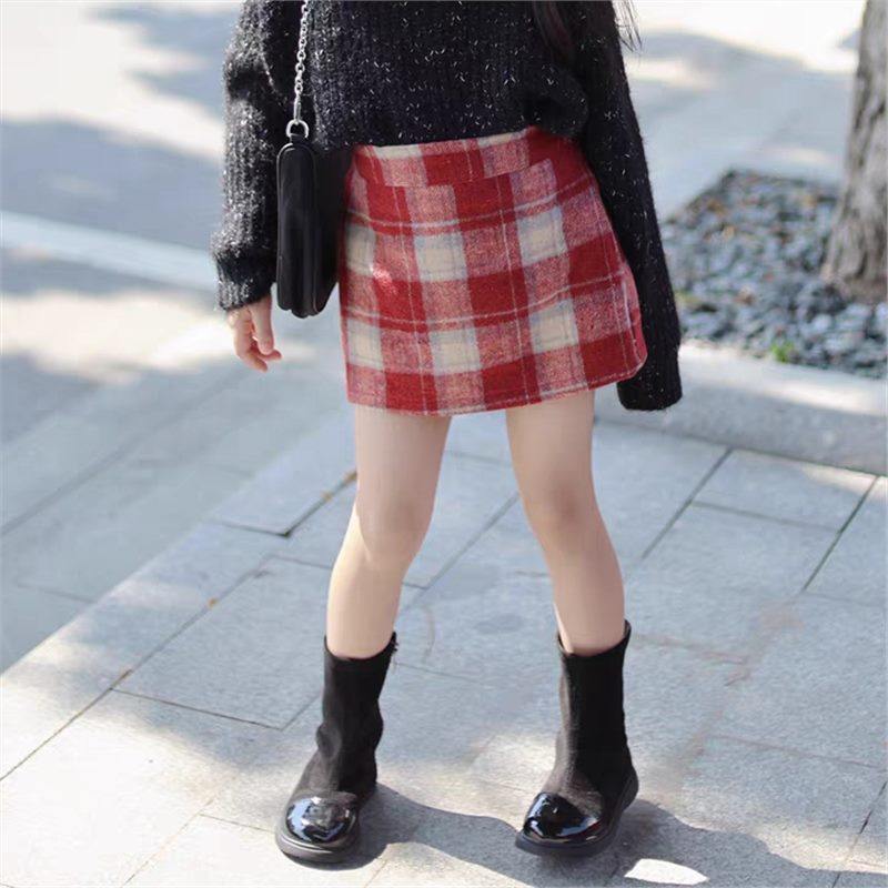 女童毛呢半裙秋冬款儿童加厚红色格纹短裙宝宝圣诞新年加绒半身裙,淘宝优惠券,粉丝福利购,淘宝优惠卷