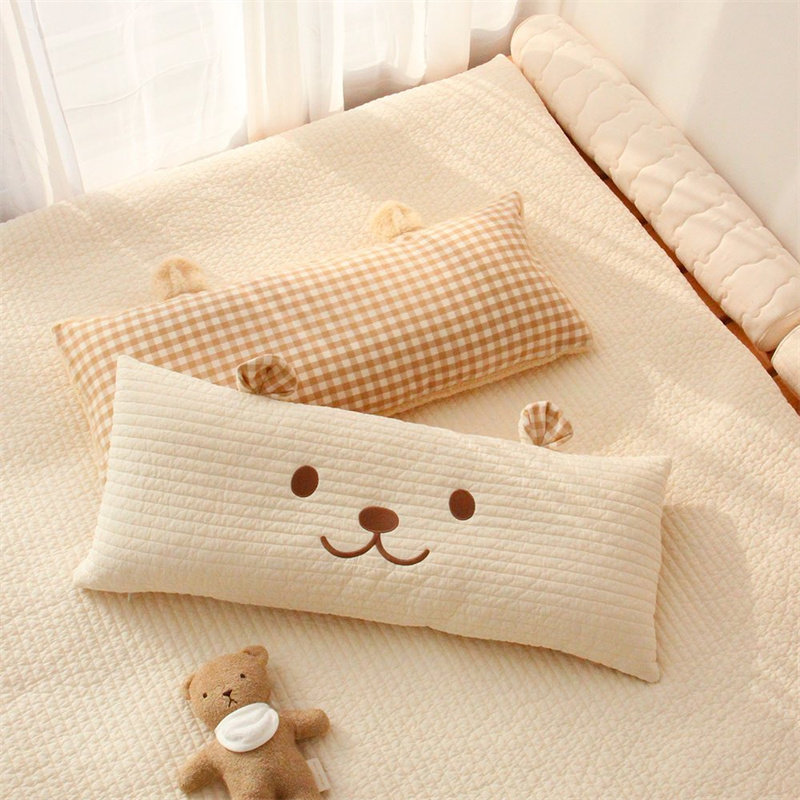 ins韩风可爱绗缝宝宝枕头平枕小熊绣花抱枕靠枕大号儿童纯棉枕套,淘宝优惠券,粉丝福利购,淘宝优惠卷
