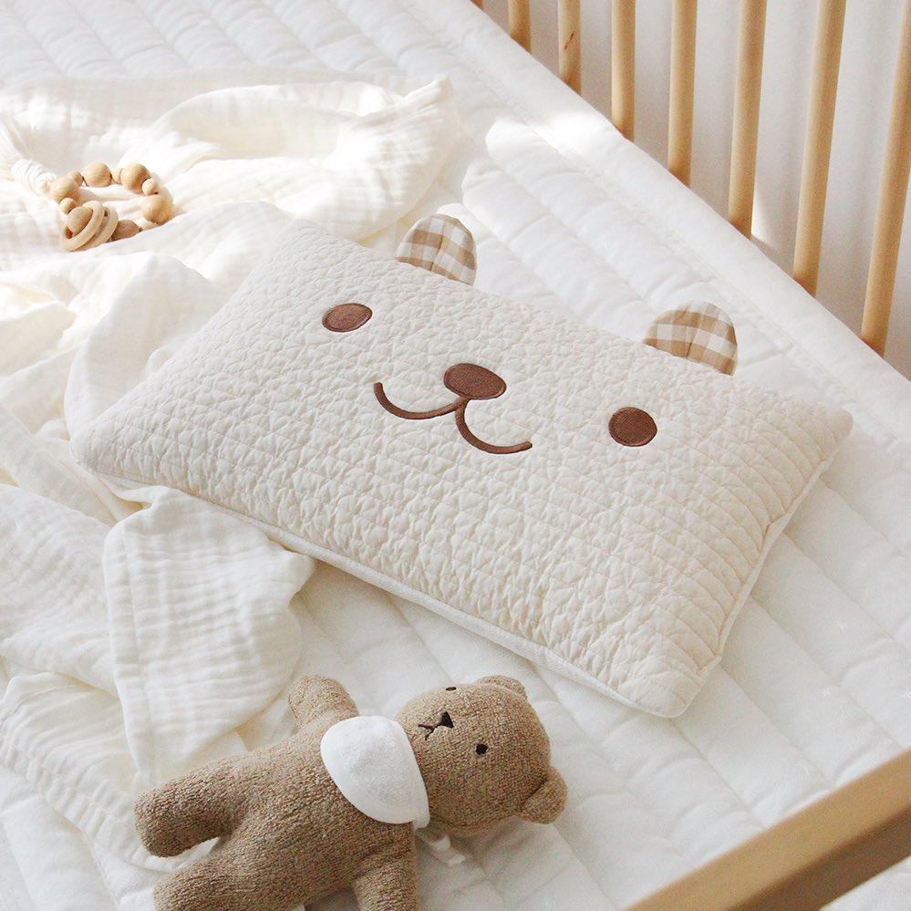 ins韩风可爱绗缝宝宝枕头平枕小熊绣花抱枕靠枕大号儿童纯棉枕套,淘宝优惠券,粉丝福利购,淘宝优惠卷