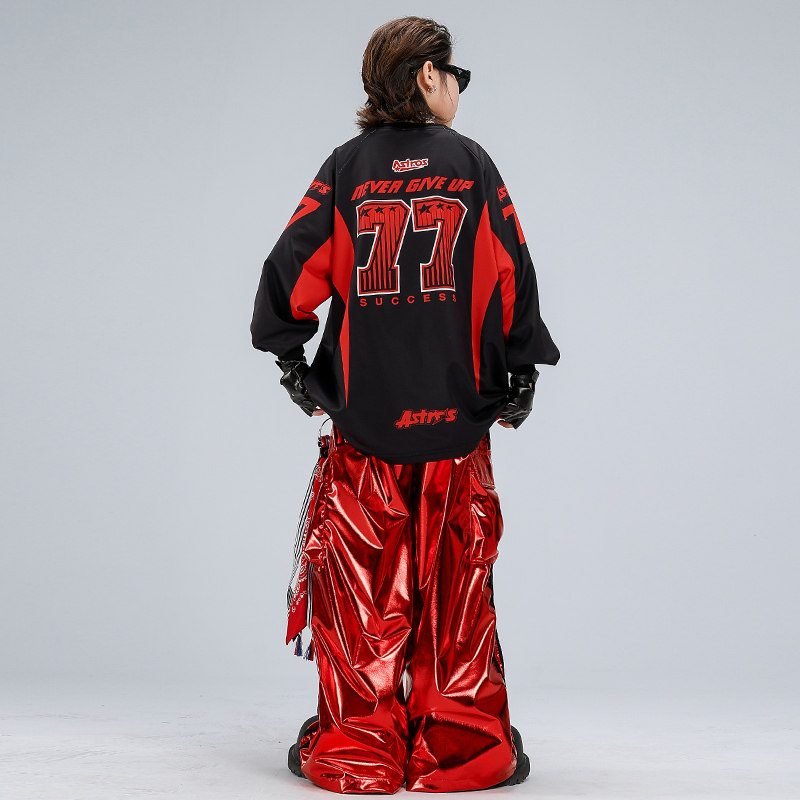 少儿街舞服嘻哈男女童红色亮面皮衣马甲皮裤表演服套装走秀架子鼓,淘宝优惠券,粉丝福利购,淘宝优惠卷