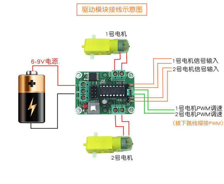 直流电机驱动模块 L293D H桥 智能车驱动板 二驱智能小车驱动模块 - 图1