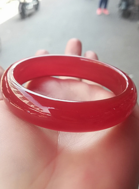 天然细条红玛瑙手镯本命年礼品女