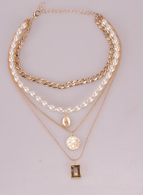 欧美跨境饰品复古多层混搭项链