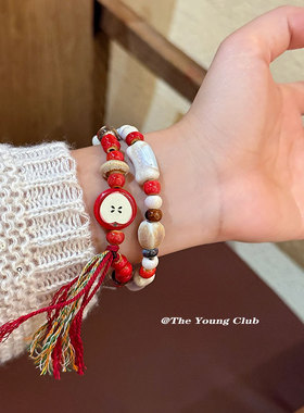 新中式景德镇陶瓷可爱风苹果派学生闺蜜圣诞节礼物手饰饰品手链