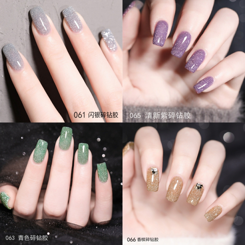 蹦迪胶碎钻甲油胶2023新款金银nail polish gel爆闪珠光黑星空胶 - 图1