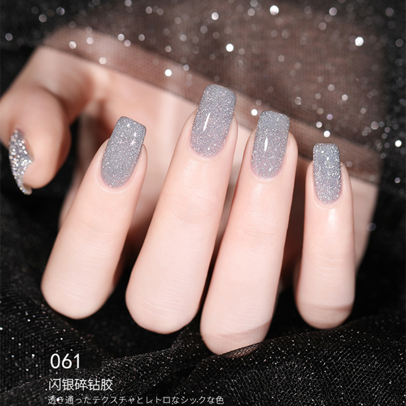 蹦迪胶碎钻甲油胶2023新款金银nail polish gel爆闪珠光黑星空胶 - 图2