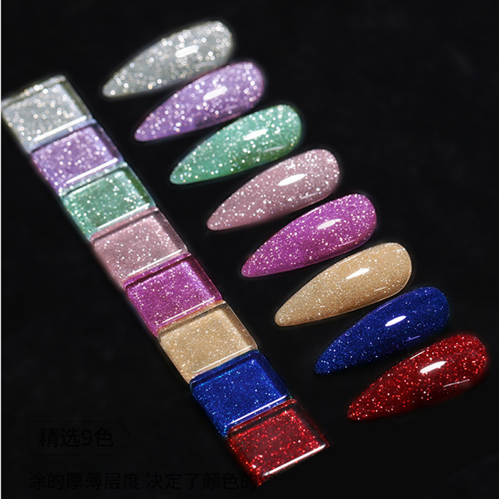 蹦迪胶碎钻甲油胶2023新款金银nail polish gel爆闪珠光黑星空胶 - 图0