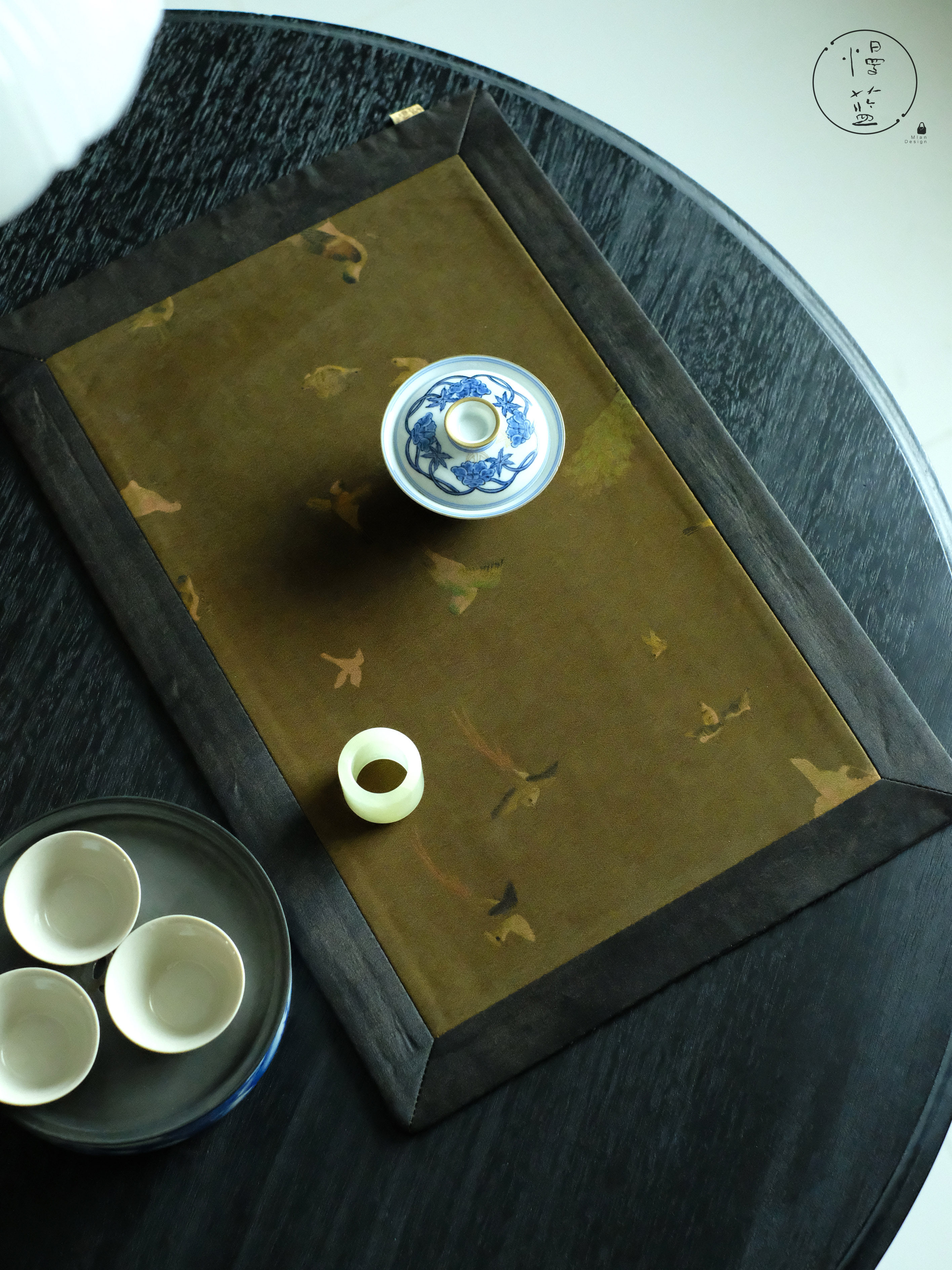 慢蓝海棠香云纱茶席复古禅意真丝手工茶垫茶席茶道配件,淘宝优惠券,粉丝福利购,淘宝优惠卷