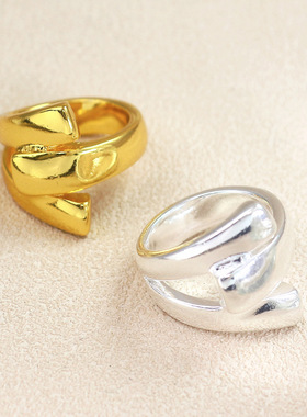 西班牙UNOde50不规则枝杈戒指镀金镀银男女情侣对戒ins欧美辣妹风