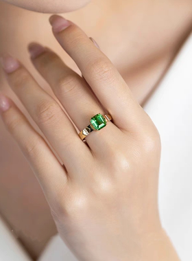 电镀18K碧玺戒指女精致对戒