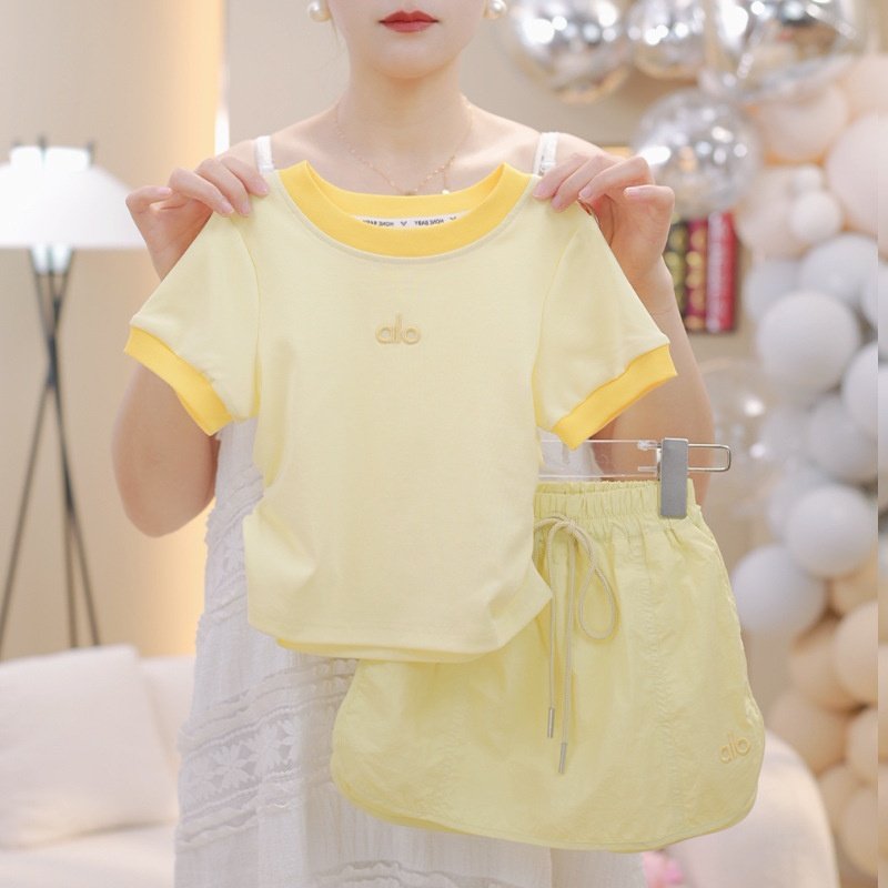 女童夏季薄款套装韩版宝宝纯棉短袖运动短裙裤撞色T恤两件套童装,淘宝优惠券,粉丝福利购,淘宝优惠卷