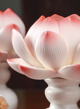 梵趣陶瓷莲花灯供佛灯家用led灯插电佛堂供奉观音财神荷花长明灯