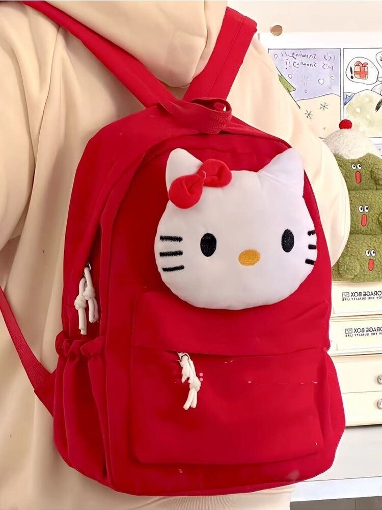 日系书包女大学生可爱卡通KT猫初中学生大容量背包校园双肩包ins