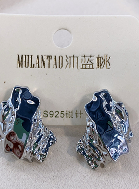 小众设计冷淡风褶皱肌理耳钉