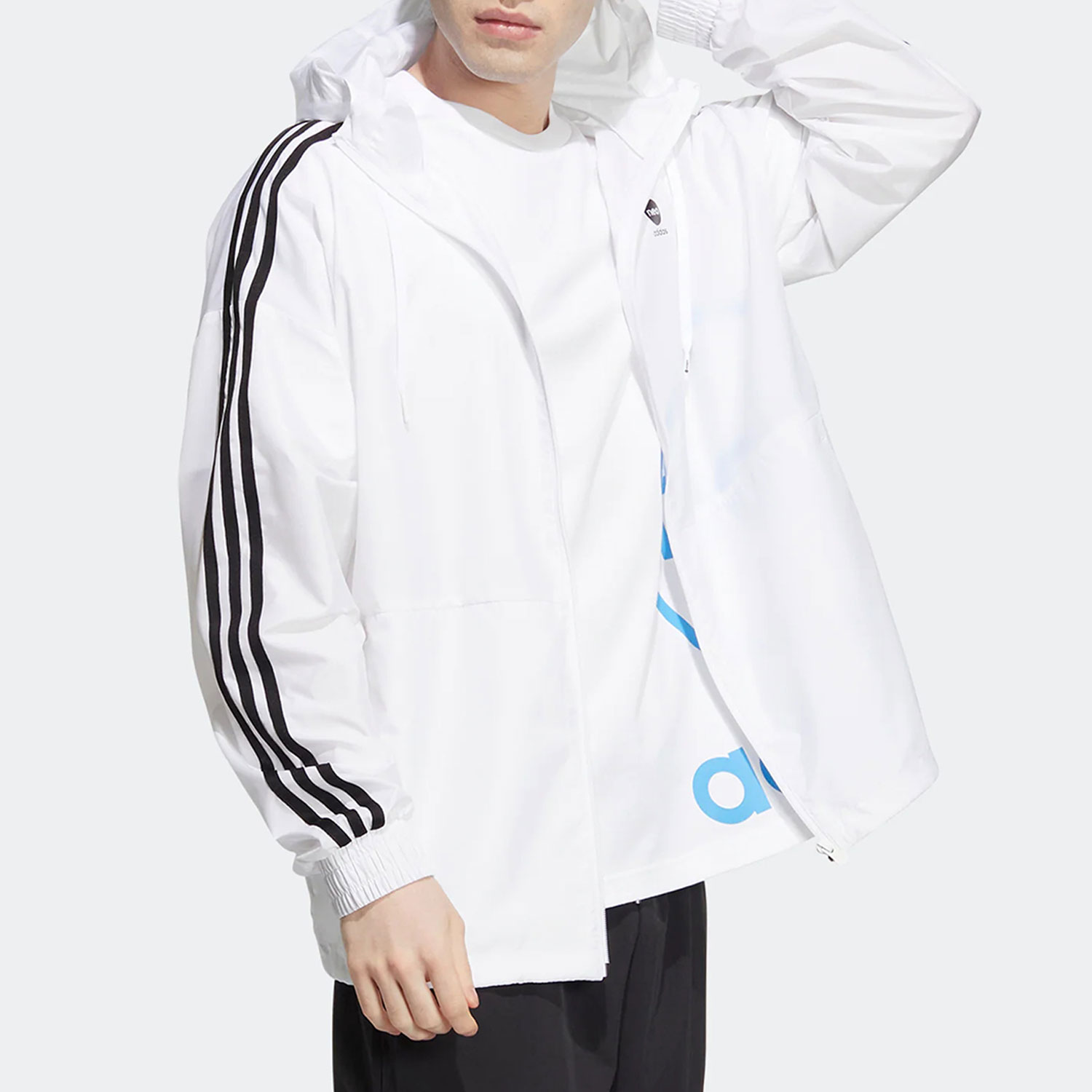 Adidas/阿迪达斯正品NEO男子舒适轻薄运动休闲宽松连帽外套HN8788-图1