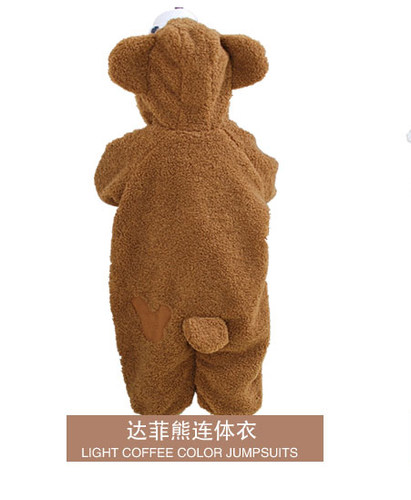 婴儿童加绒小熊宝宝连体衣保暖超萌加厚动物爬外出服睡衣棉服秋冬 - 图3