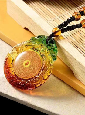 琉璃挂件楞严咒吊坠六字真言男女项链饰品男女款配饰寺庙结缘