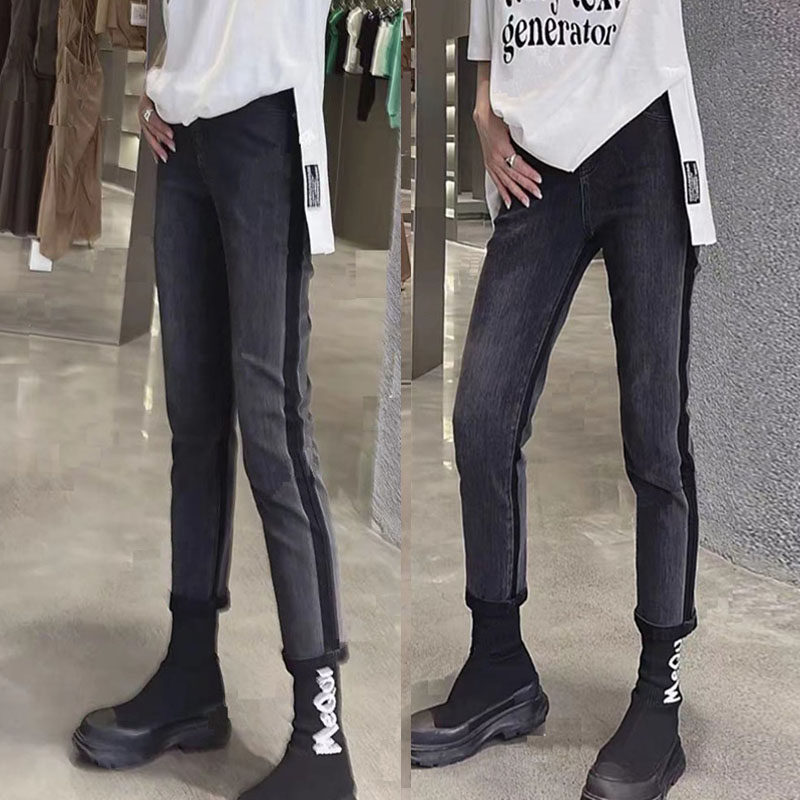 2025新款大码秋装高腰弹力显瘦烟管牛仔裤女胖mm梨型身材女裤子,淘宝优惠券,粉丝福利购,淘宝优惠卷