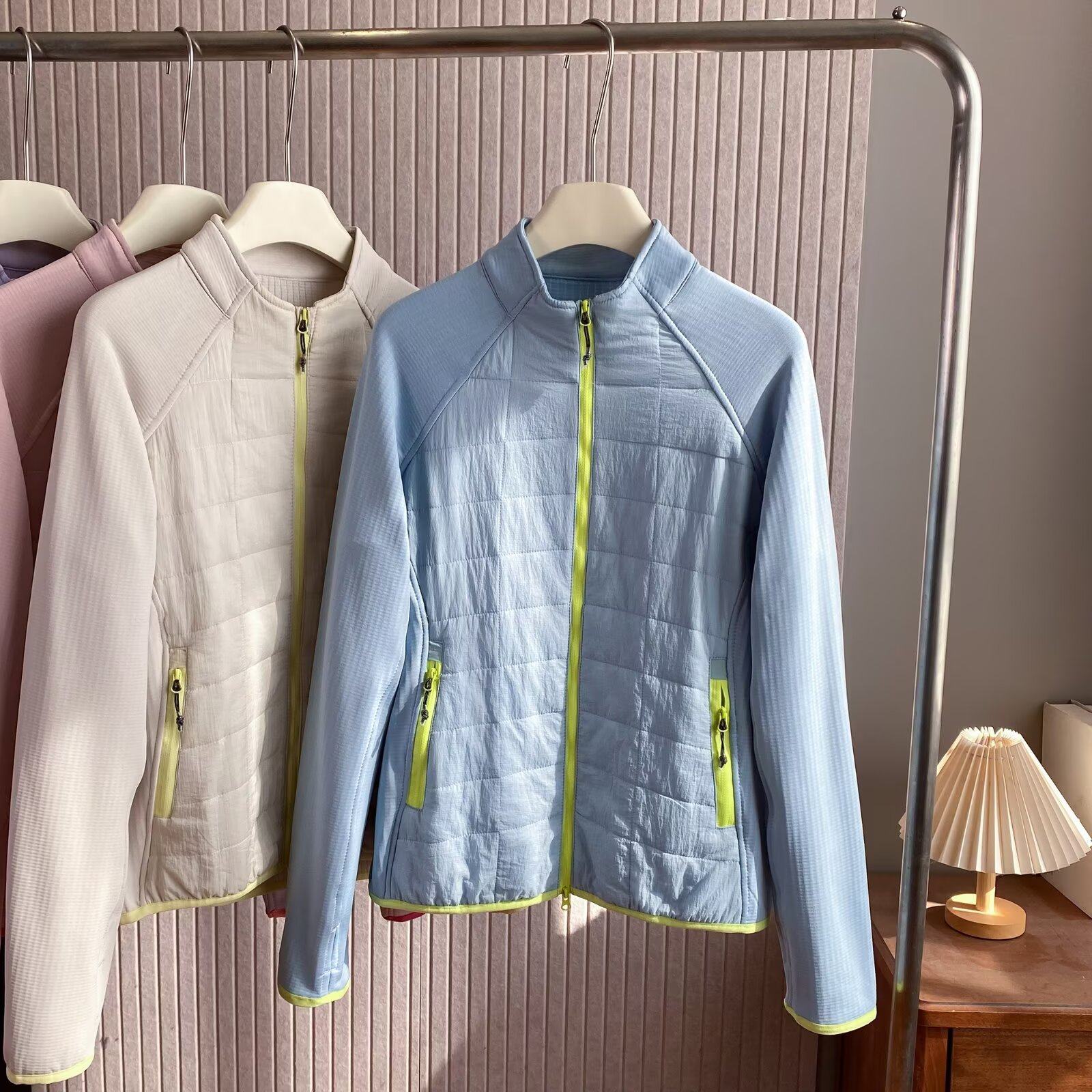 撞色拼接立领防风保暖轻量化百搭休闲外套女秋冬款健身跑步拉链衫,淘宝优惠券,粉丝福利购,淘宝优惠卷