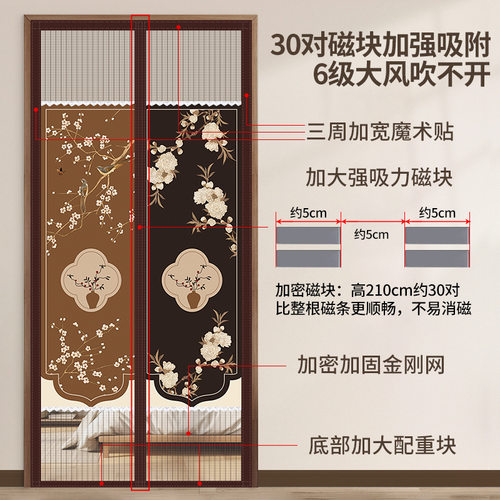 防蚊门帘隐私遮挡帘夏季强磁吸磁性纱门卧室防偷窥金刚网传统卡通 - 图2