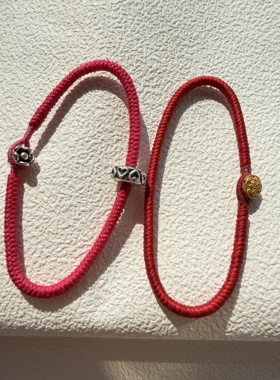 高光泰蜡金刚手绳搭配925银扣子新年红绳本命年佩戴舒适可寄编
